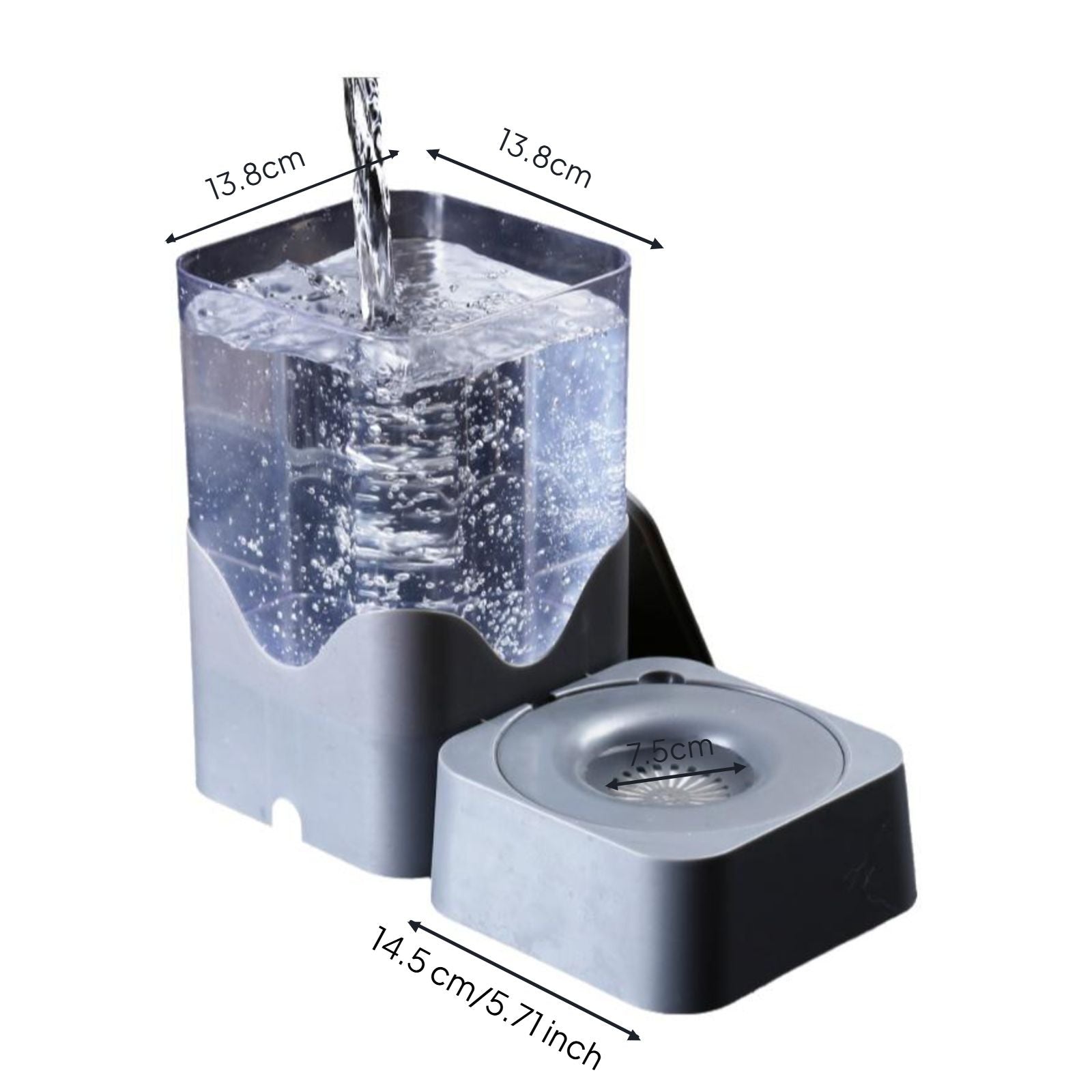 Pressure-fed pet water bowl, no power