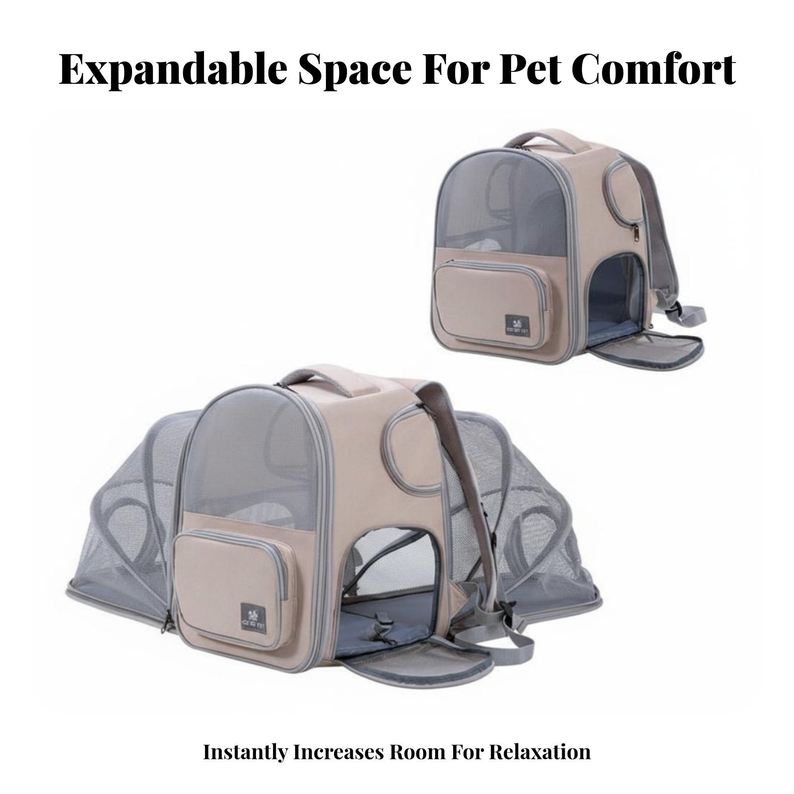 Expandable Cat Backpack Side Storage Pockets Expandable Mesh Rucksack for Hikers