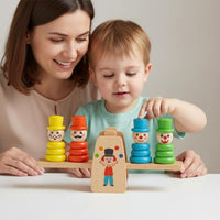 Wooden Clown Balance Scale Develops Hand-Eye Coordination for Preschoolers