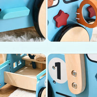 Shape-Sorting Wagon Pusher Anti-Tip Wooden Push Pusher Non-Slip Wheels