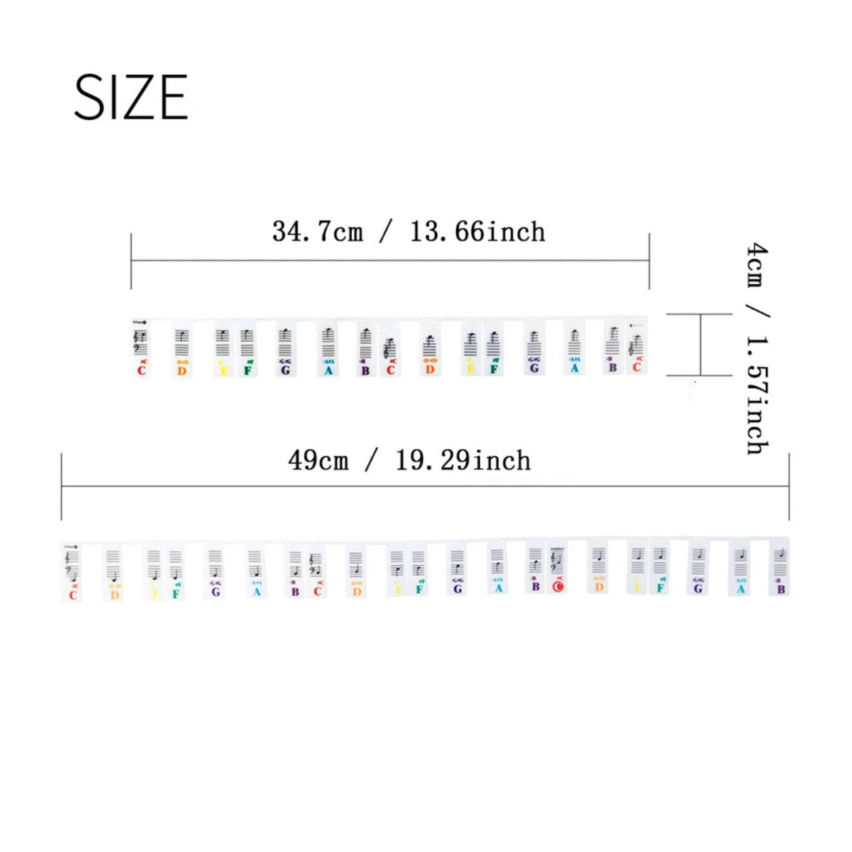 Piano Keyboard Labels Reusable Piano Key Notes Strip Double Musical Notation