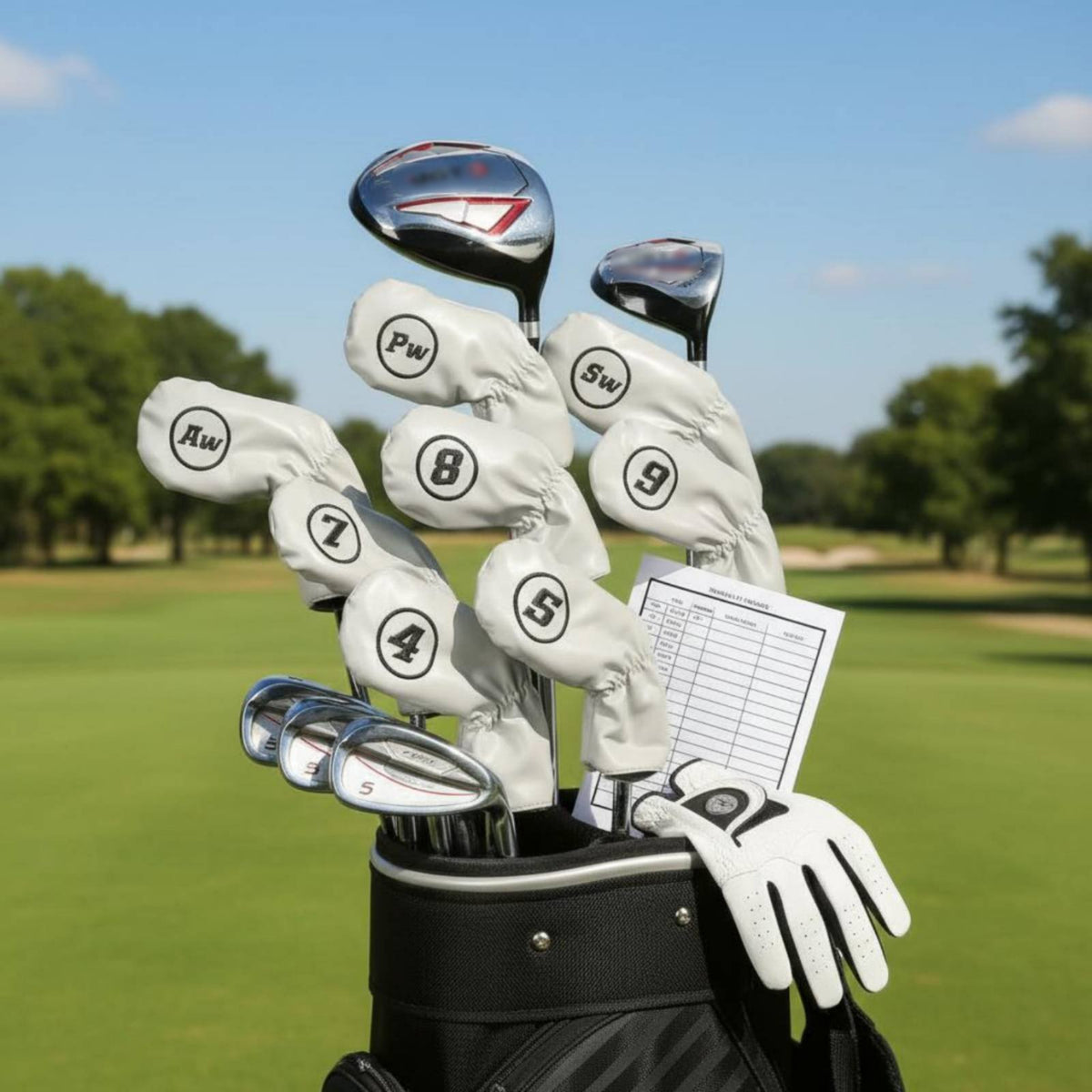 9 Pieces Golf Iron Headcover Set Soft Lined Numbered Iron Covers for Golfers