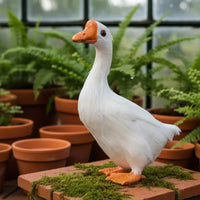 Feathered Goose Model Real Feathers Simulation Goose Ornament Hard Physical Structure Decoration for Children, Photo Prop