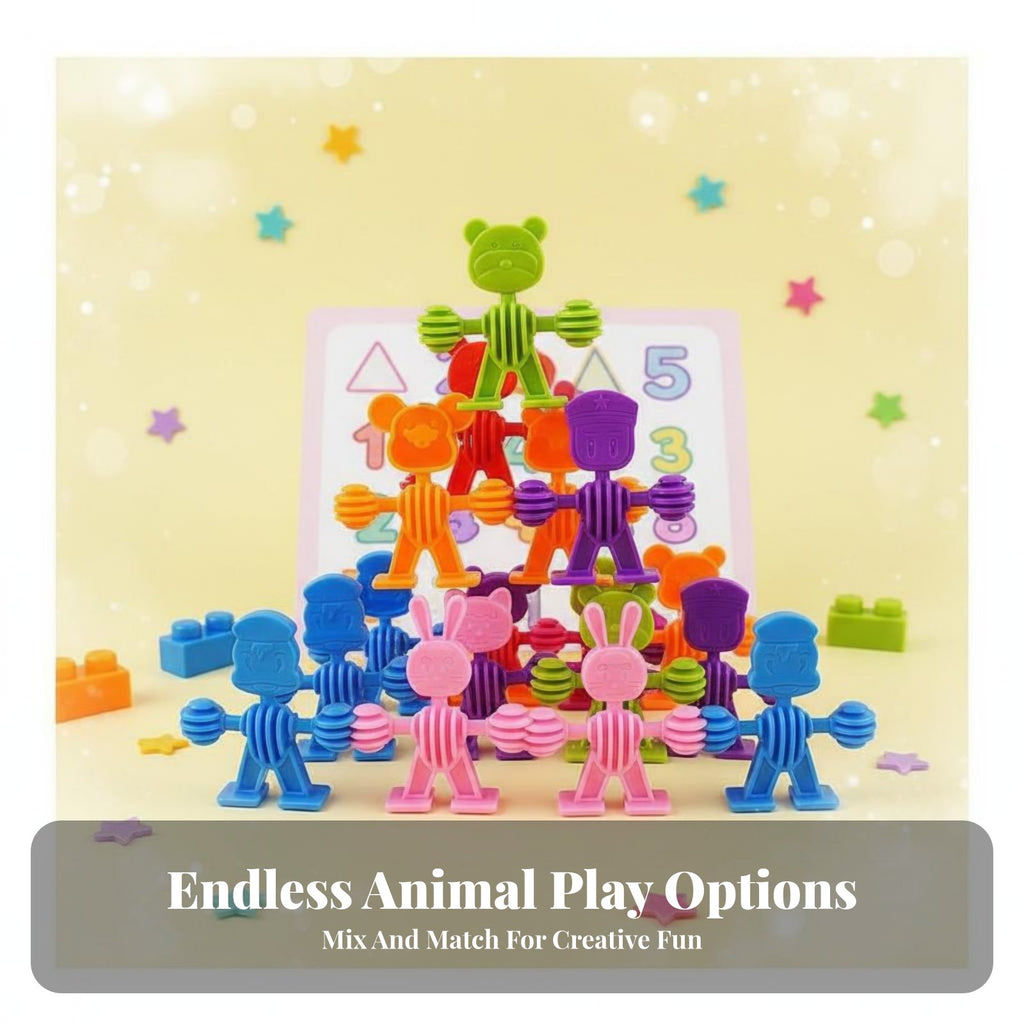 Fine Movement Skills Development Creature Character Stacking Blocks Colorful Design Stackable Creature Blocks Screen Non-Digital