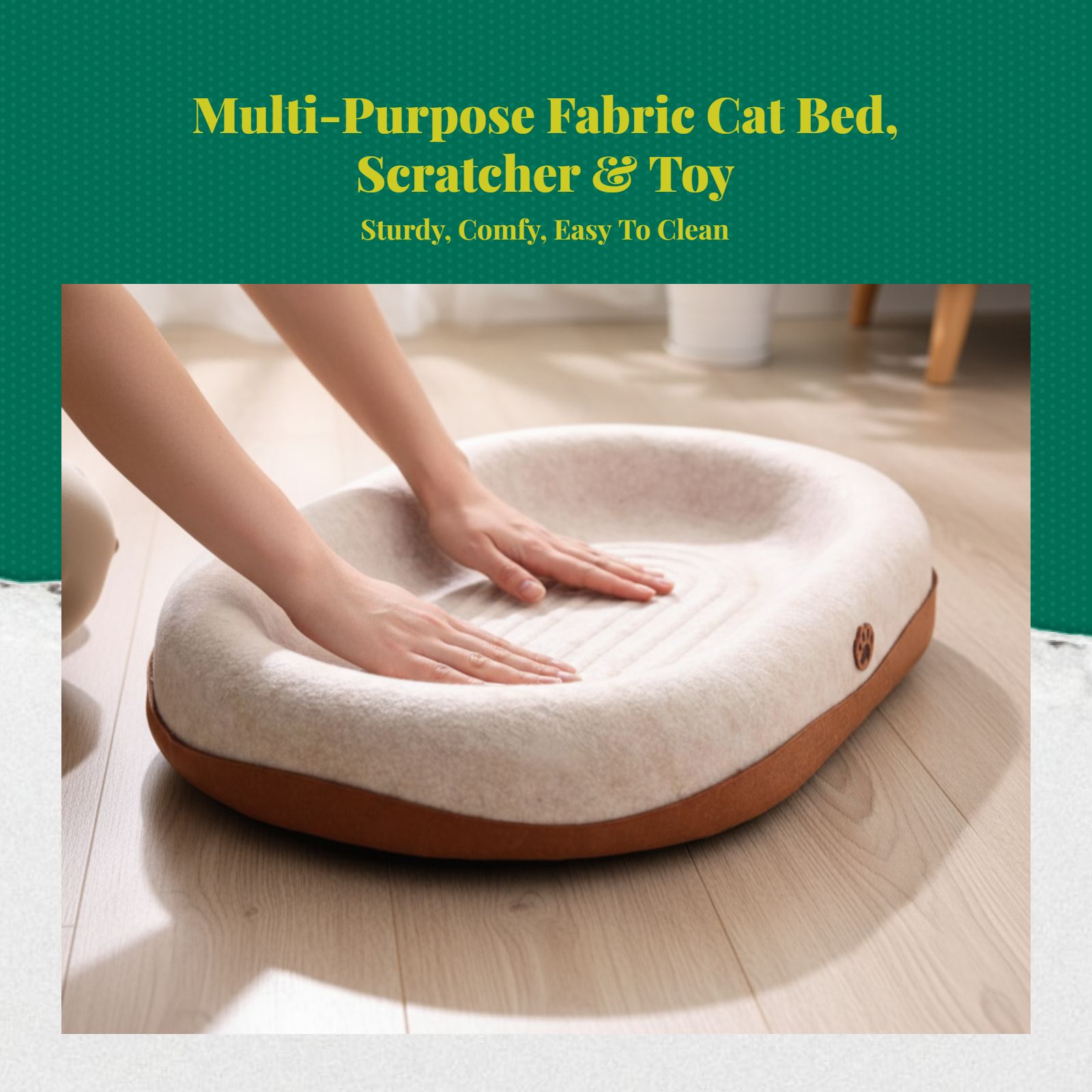 Cat Scratcher Bed, Corrugated Cardboard, 2-in-1 Lounge & Pad