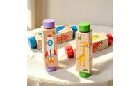 5 Pieces Wooden Rotating Puzzle Multicolor Cylindrical Block Puzzle Imagination