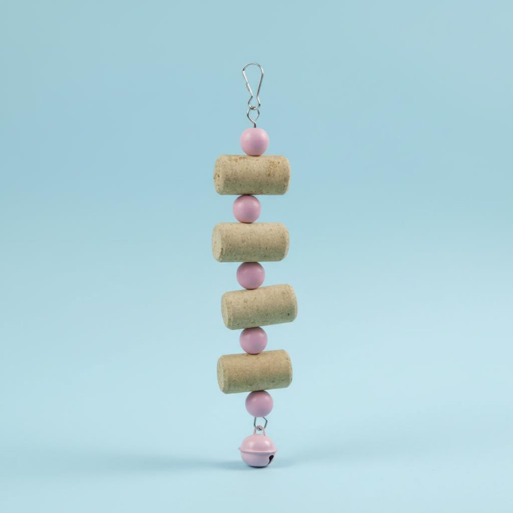 Cork Block Chew Toy Natural Wood Hanging Bird Chew Toy Boredom Relief