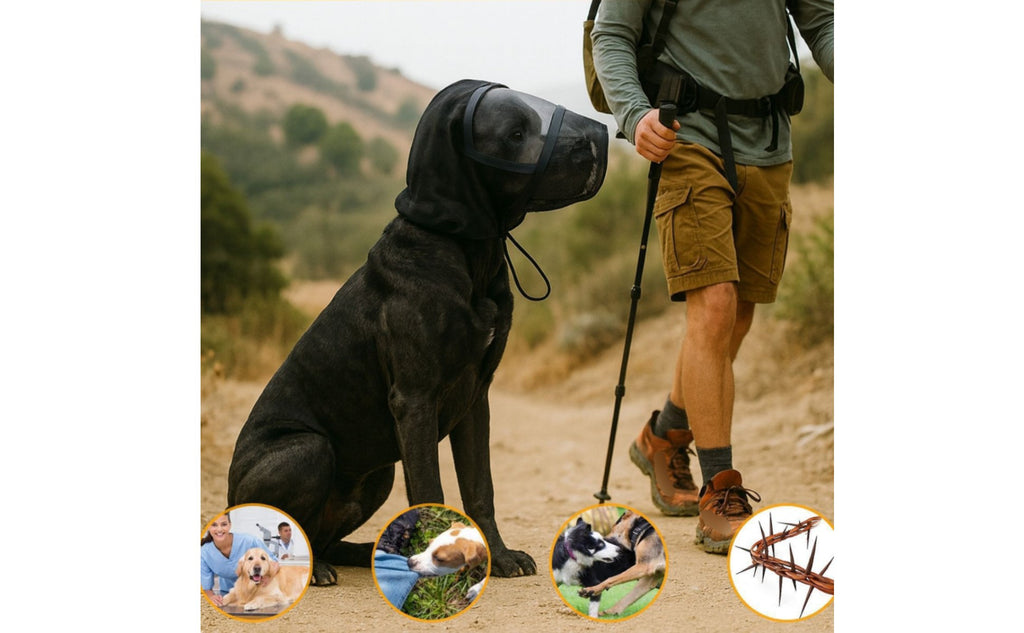 Anti-Licking Dog Head Cover Adjustable Drawstring Pet Supply for Outdoor Walks