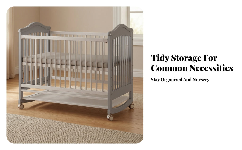 Sleeping Cot Caster Wheels Rounded Edges Movable Baby Crib Lockable Casters Adjustable Wooden Crib