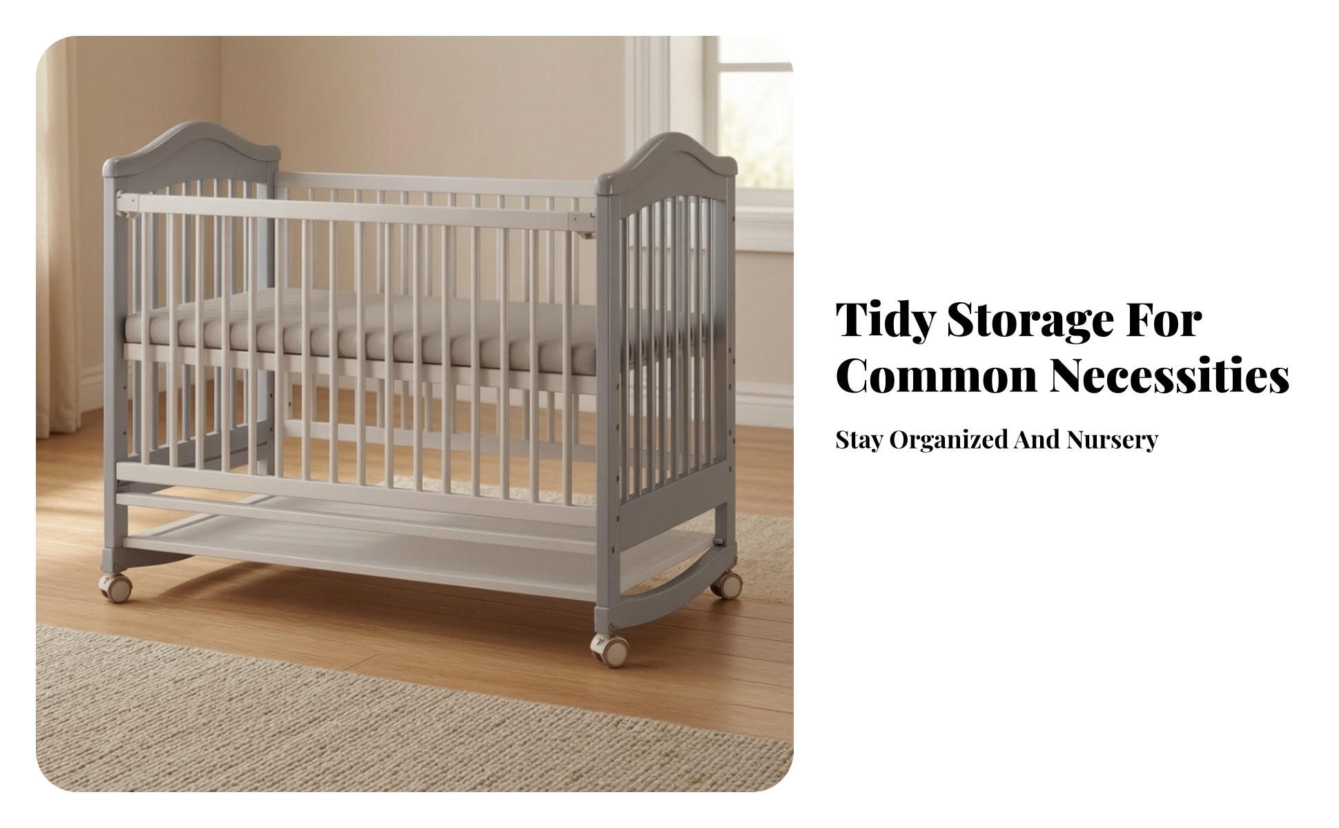 Sleeping Cot Caster Wheels Rounded Edges Movable Baby Crib Lockable Casters Adjustable Wooden Crib
