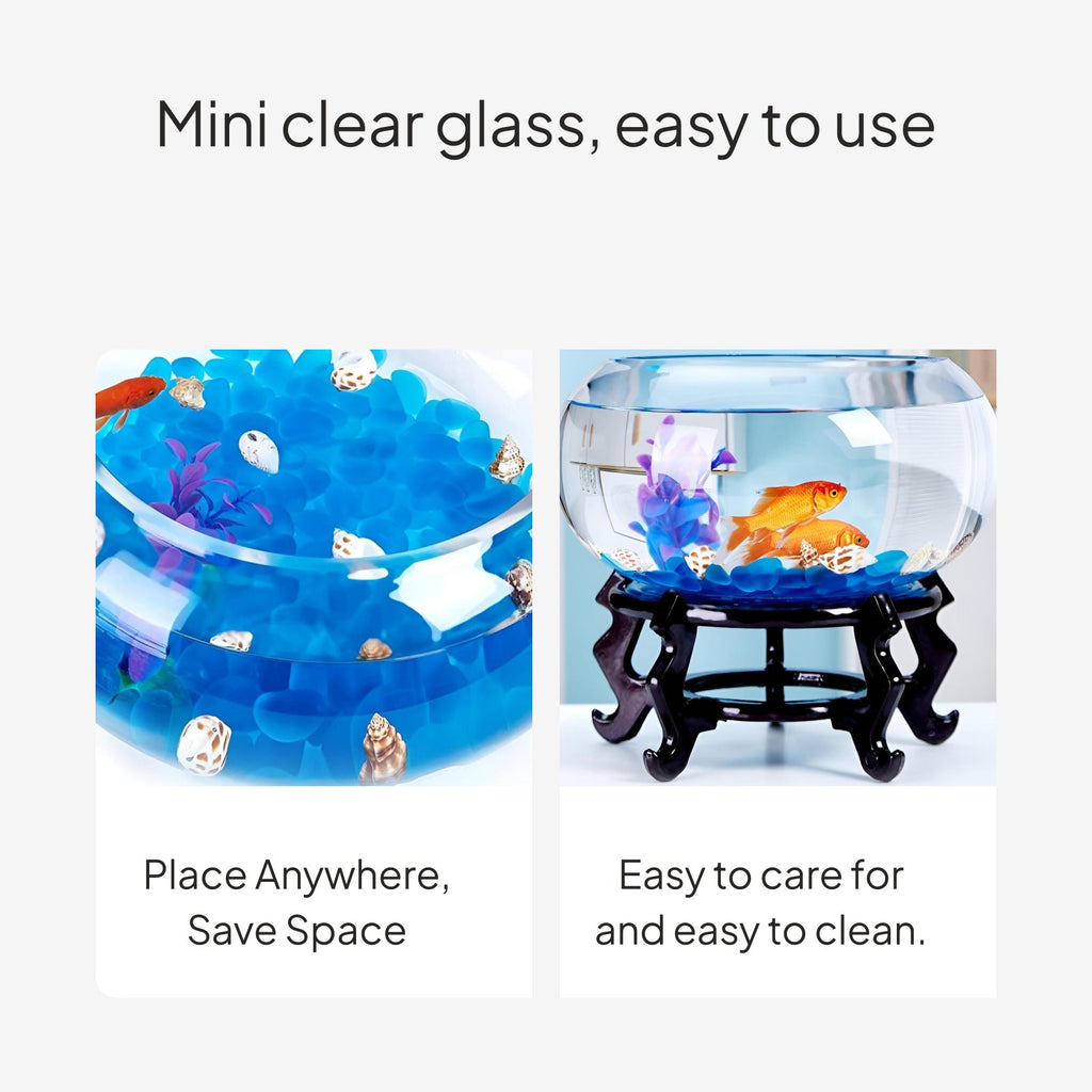Mini Glass Fish Bowl Set, Thickened Round Desktop Aquarium