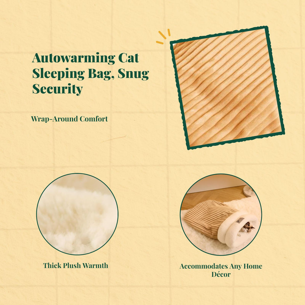 Cat Sleeping Bag, Semi-Enclosed Plush Cave Bed