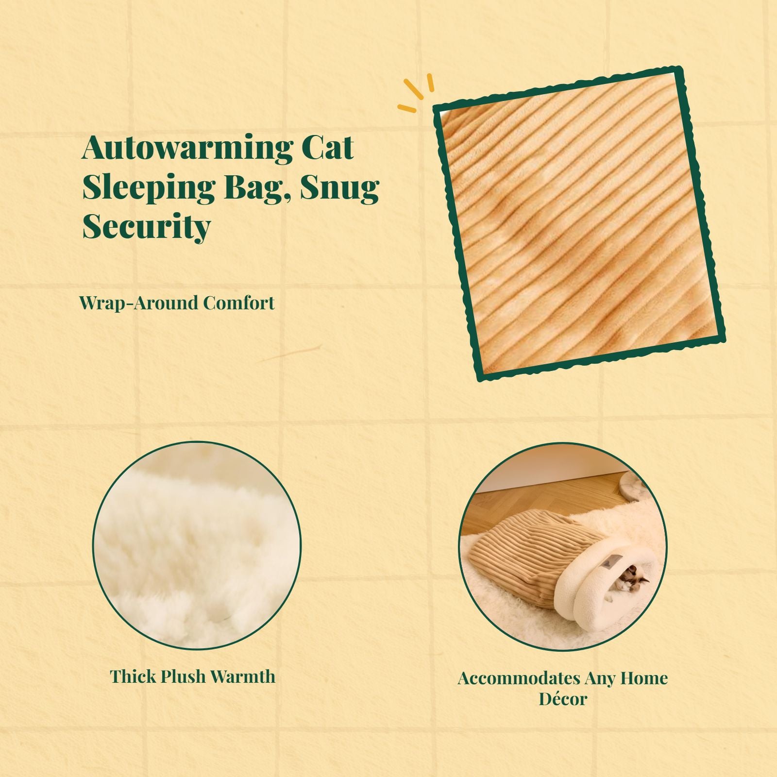 Cat Sleeping Bag, Semi-Enclosed Plush Cave Bed