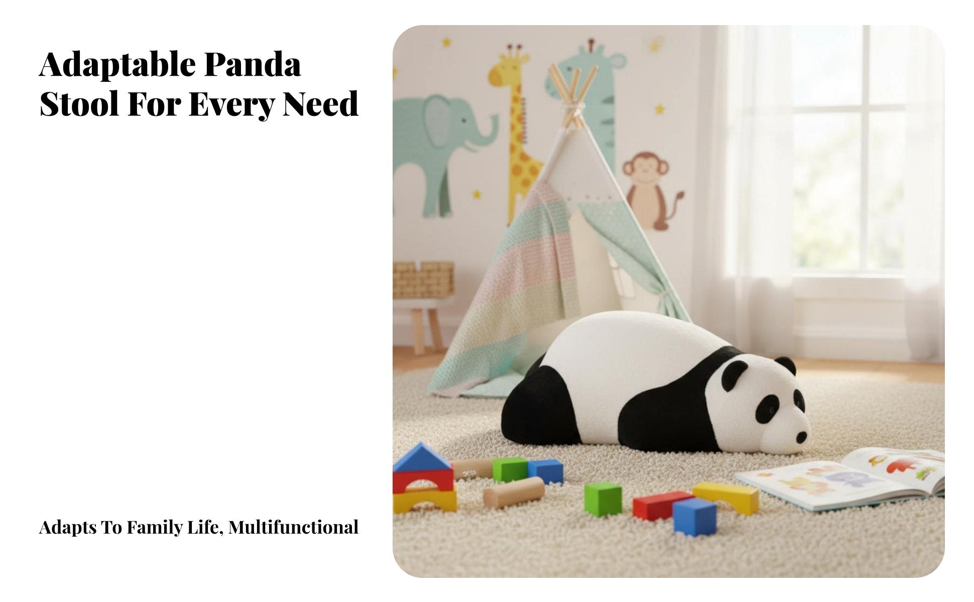 Lying Panda Floor Chair Creative Design soft Seat Multi-Functional for children, Playroom, Nursery