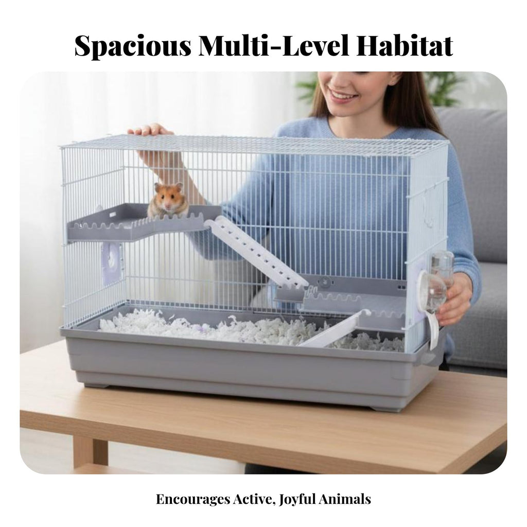 Multi-Level Hamster enclosure Large Space Rodent Home Deep Base for Living Room, Kids
