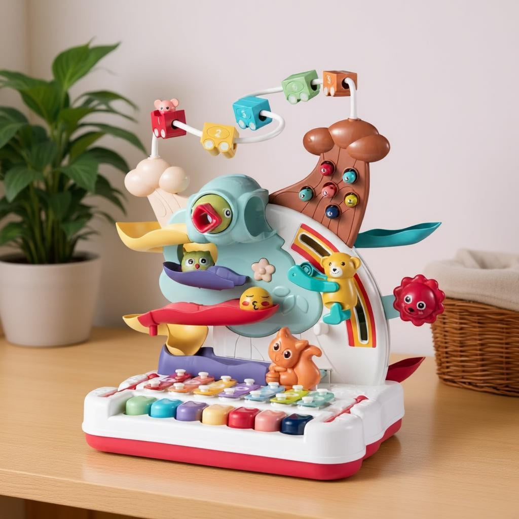 Tabletop Activity Toy Rainbow Design Infant Play Table Bead Maze for Babies