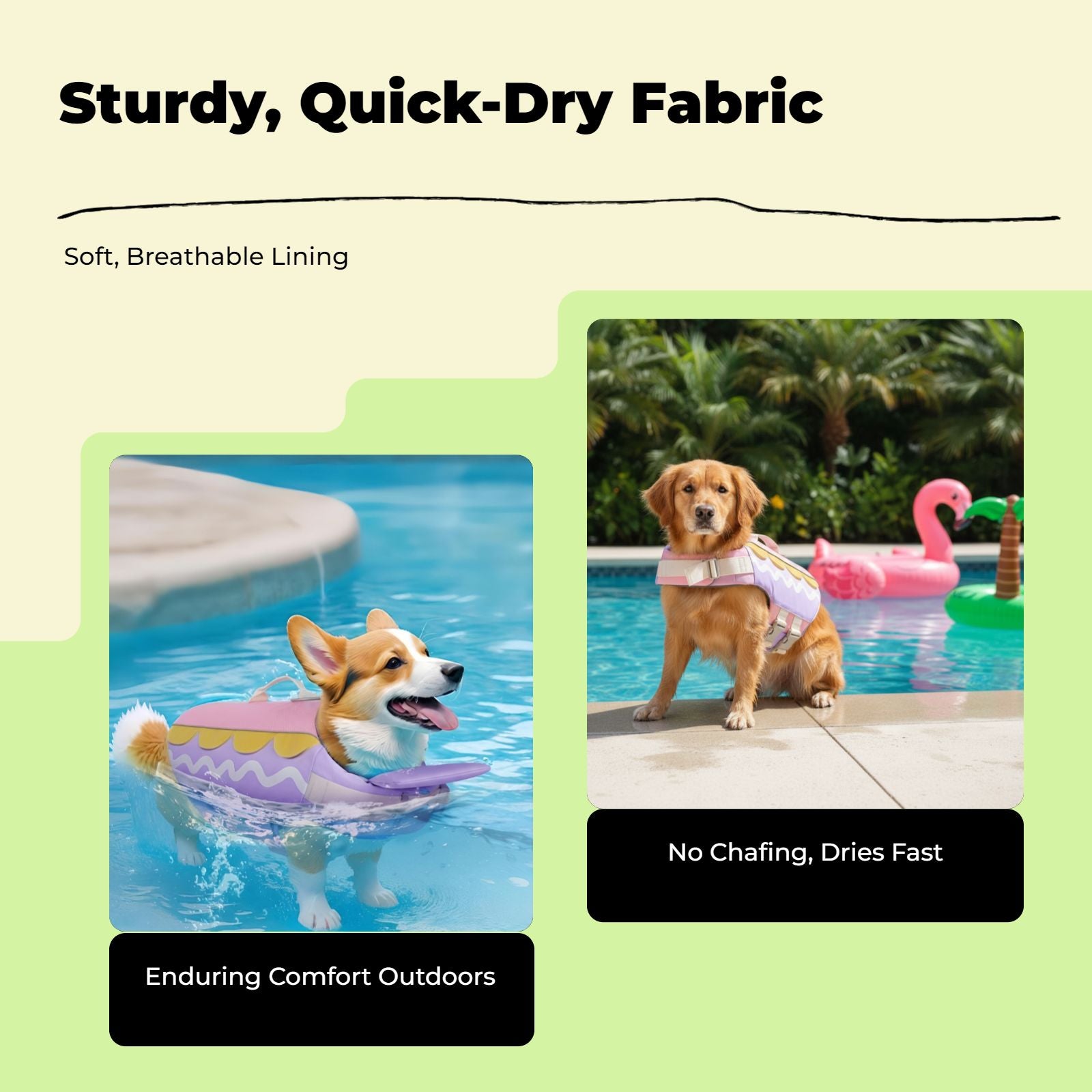 Buoyant dog life jacket for swimming