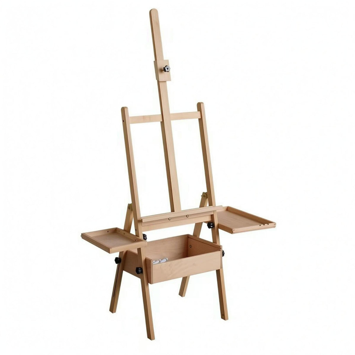 Foldable Artist Easel Side Trays Storage Tray Easel Natural Wood Finish