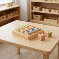 XO Board Game Fine Movement Skills Double-Sided Learning Board Natural Wood