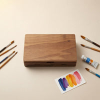 Paint Box with Wells Rectangular Wooden Paint Box Vintage for Painters, Artists, Art Studio