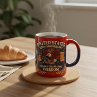 American 250th Anniversary Mug Double Sided Print the Nation 250th Anniversary Mug Gold Accents Patriotic Coffee Cup for History