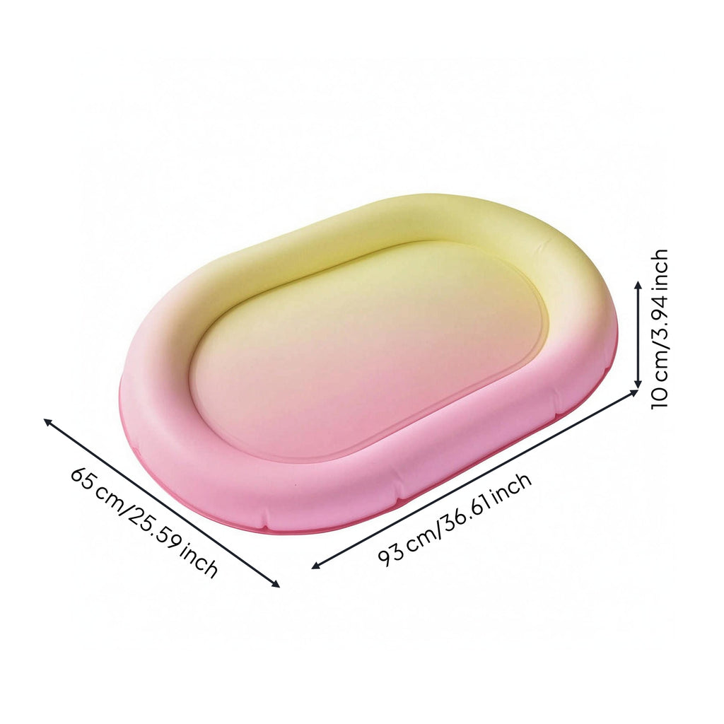 Pet Cooling Bed Layered Design Oval Supportive Rim Dog Bed PVC for Warm Weather