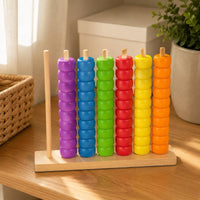 Wooden Counting Toy Natural Wood Wooden Bead Stacker Hand-Eye Coordination