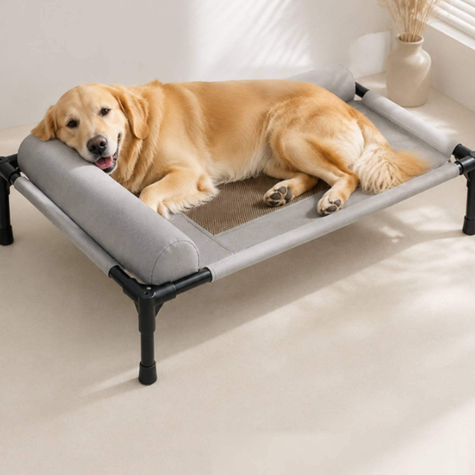 Elevated Dog Bed Black Frame Orthopedic Pet Bed Easy to Clean for Indoor, Pets