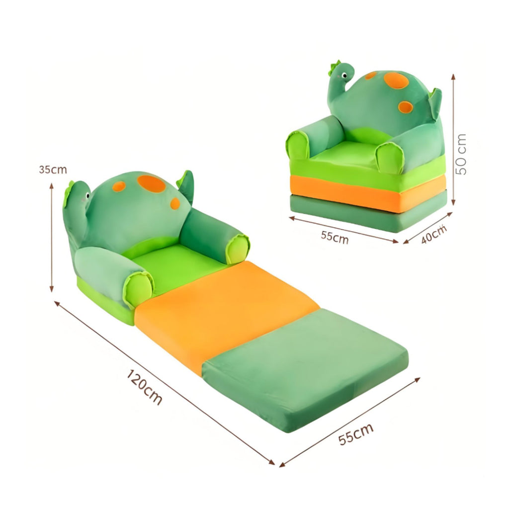 Three-Fold Sofa Foldable Folding Kids Couch Skin-Friendly Textile for Nursery