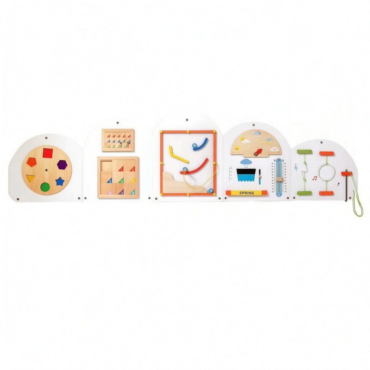 Interactive Sensory Busy Board Wood Child-Led Activity Center Easy to Install Child Development Toy for Children