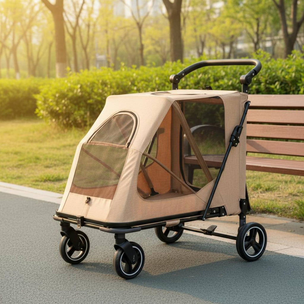 Foldable Dog Stroller Portable Foldable Pet Stroller Adjustable Handle