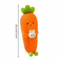 Carrot Holding Bunny Stuffed Toy Cute Design Long Carrot Stuffed Animal Filling Home Decoration for Kids, Bedroom