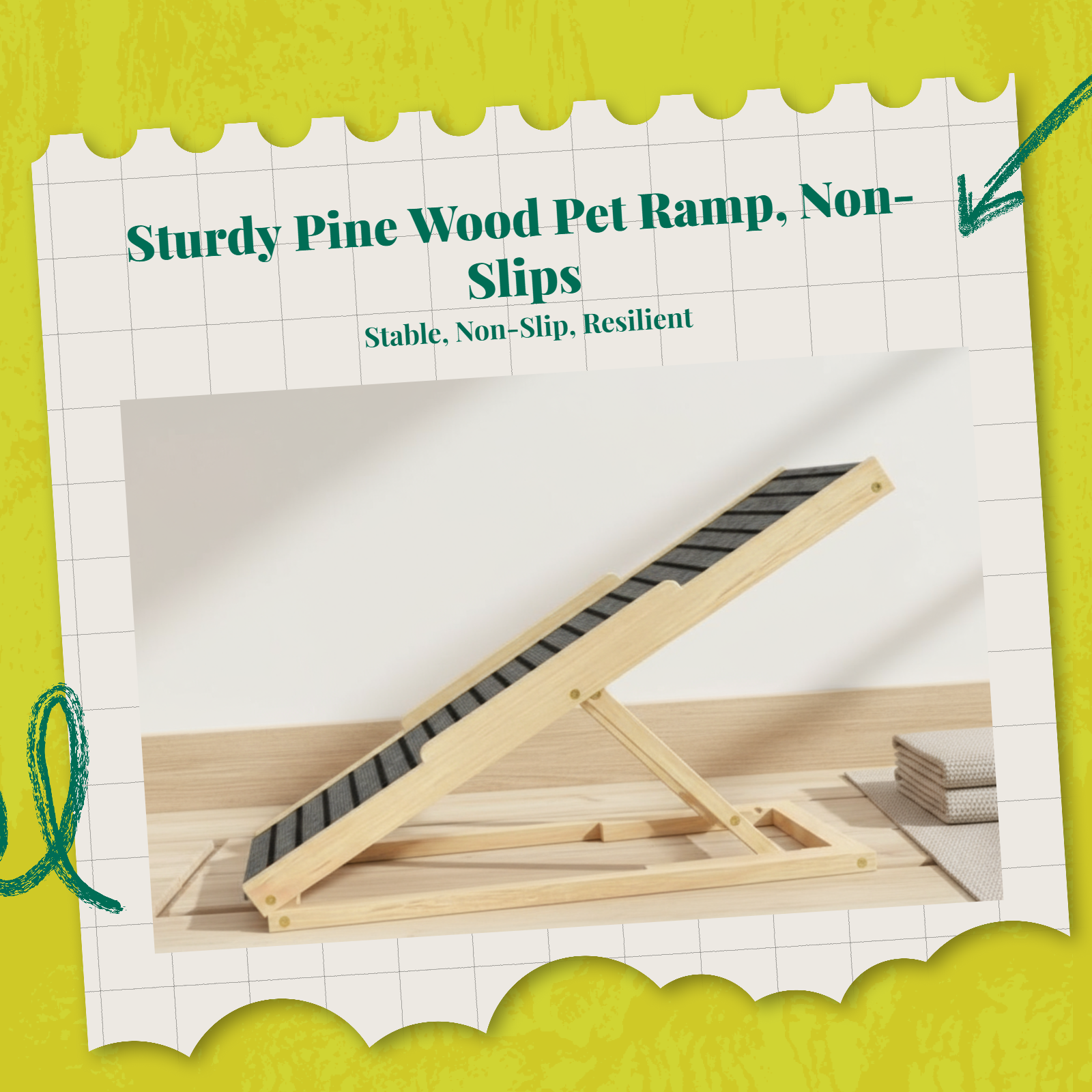 Foldable wooden pet stairs, non-slip