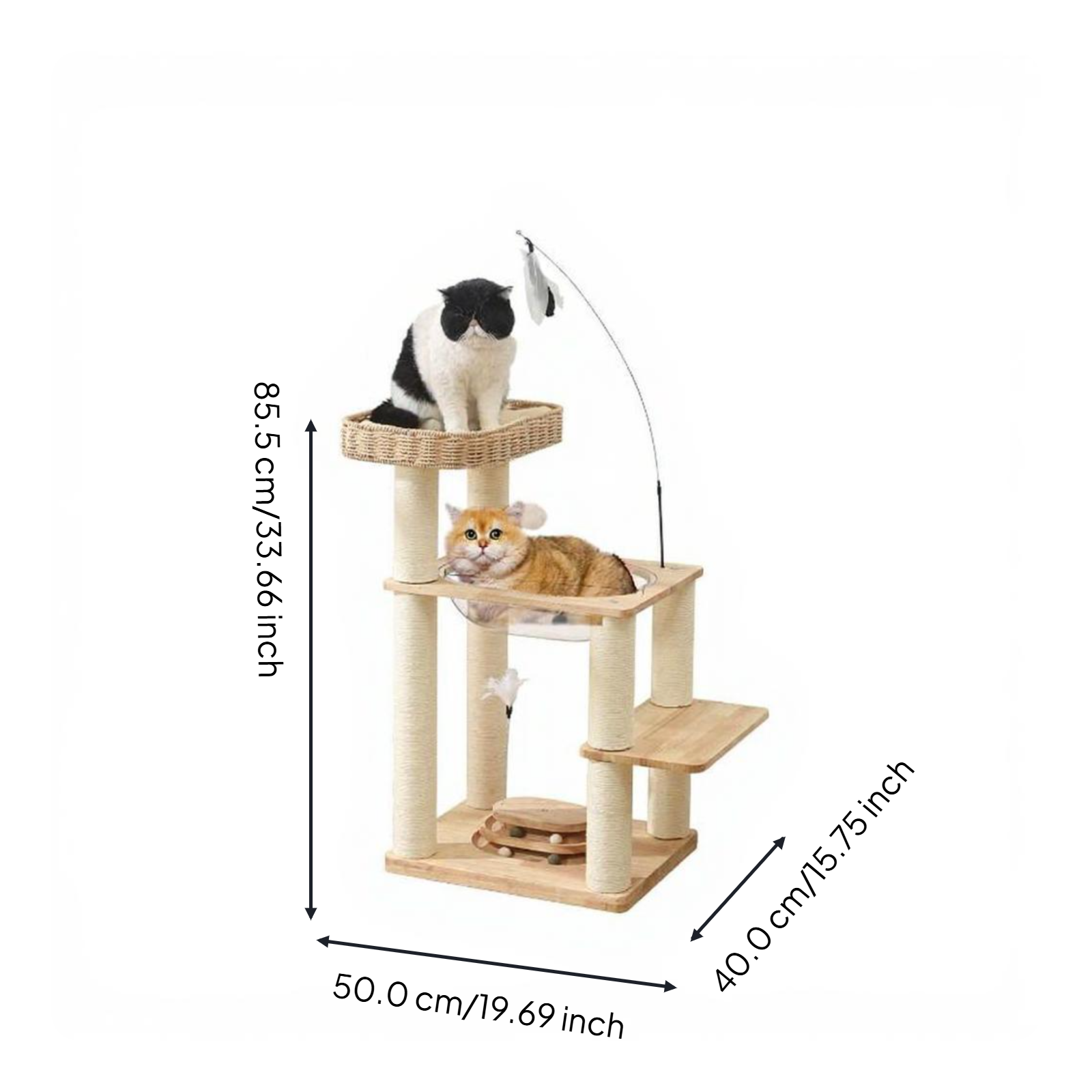 Multi-level compact wood cat tree