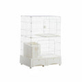 super Large Space 3-Story Cat Kennel with Litter Box Enclosure Spacious Interior Multi-Level Wire Crate Villa design pet Housing Easy to Clean for young cat Owners, Pet Parents, Indoors, Indoor, Living Room, Bedroom