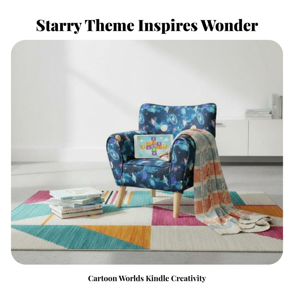 2 Pieces Lunar Couch and celestial body Stool Child-Safe Design literacy Bench