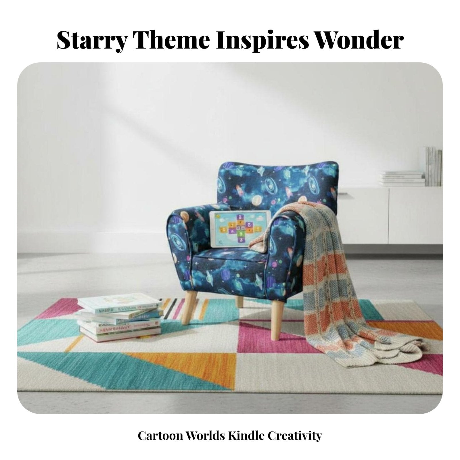 2 Pieces Lunar Couch and celestial body Stool Child-Safe Design literacy Bench