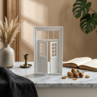 1:12 Scale Dollhouse Door Decorative Two Panel Transom Door Openable Transom Window Model