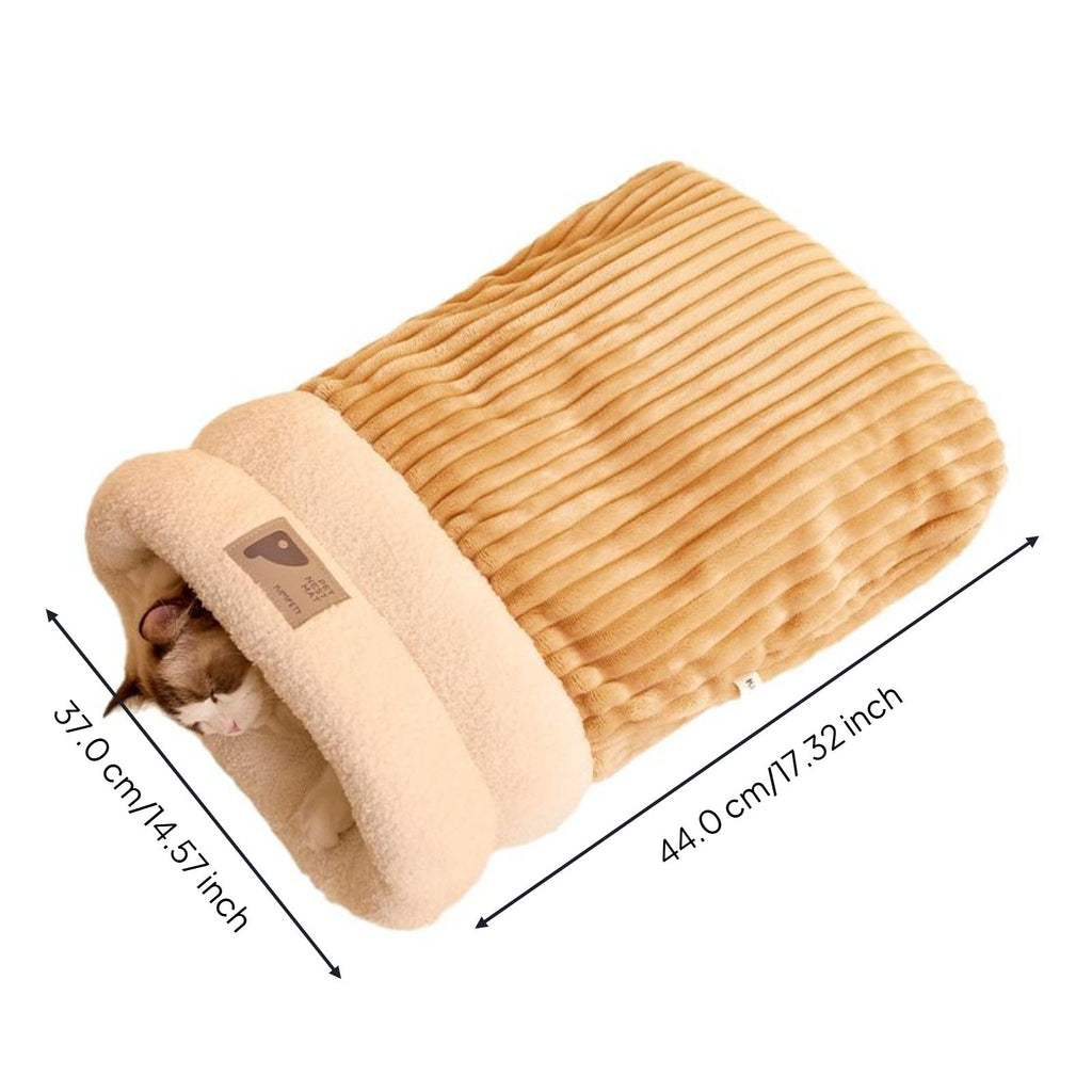 Cat Sleeping Bag, Semi-Enclosed Plush Cave Bed