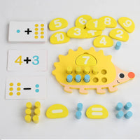 Number Frame Math Toy Montessori Hedgehog Counting Board Safe Wood for Preschool