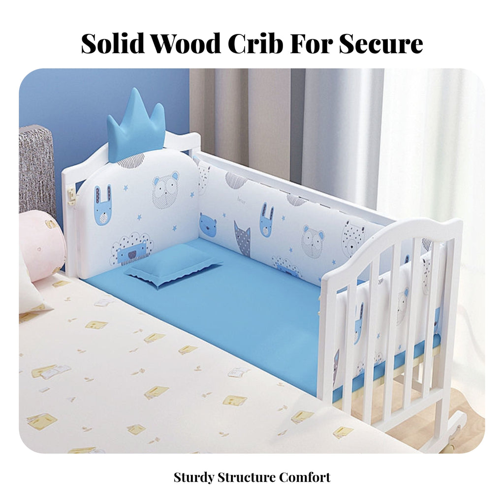 Bug Net Canopy Nursery Rocking Cradle Caster Wheels Rocking Cradle Padded Mattress for Babies, Toddlers