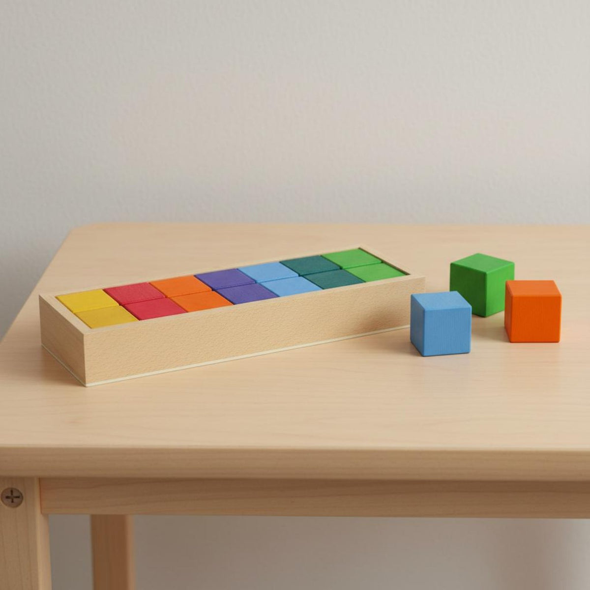 Rainbow Wooden Building Blocks Wood Rainbow Stacking Blocks -Ended Play Geometric Shape Sorting Toy for Young Children, Preschool, Playroom