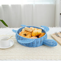 Cartoon Turtle Basket Versatile Blue Woven Basket Charm Design Household Storage for Desktop