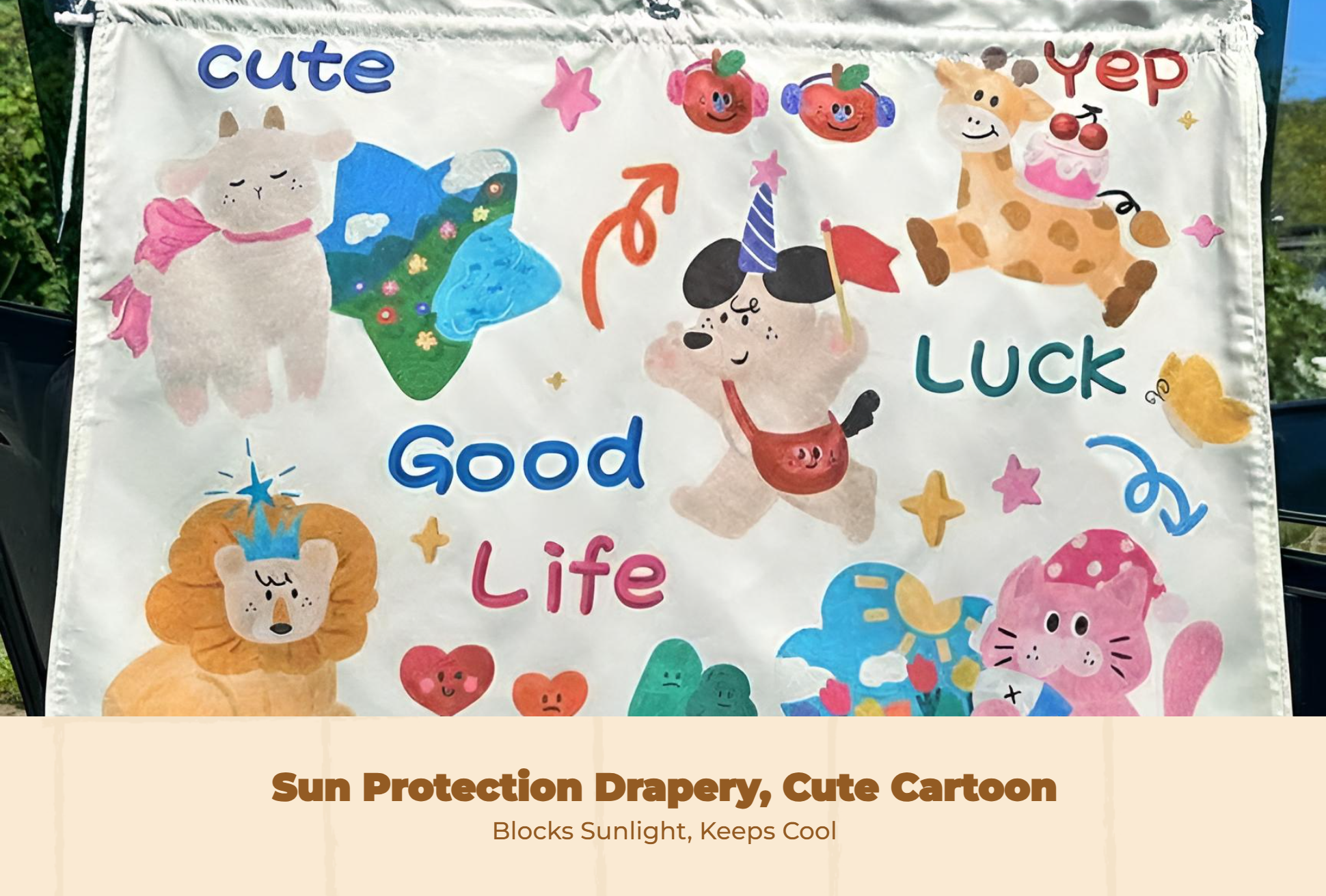 Car Window Shade, Sun Protection Sun Shield, Privacy Cover, Cartoon Pattern, Infant, Universal Fit, Easy to Install