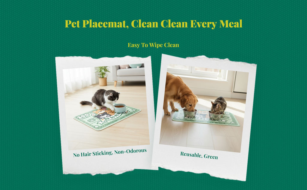 Pet Feeding Mat, Waterproof Cat Placemat, Non-Slip Dog Table Mat, Easy to Clean, Cartoon Print