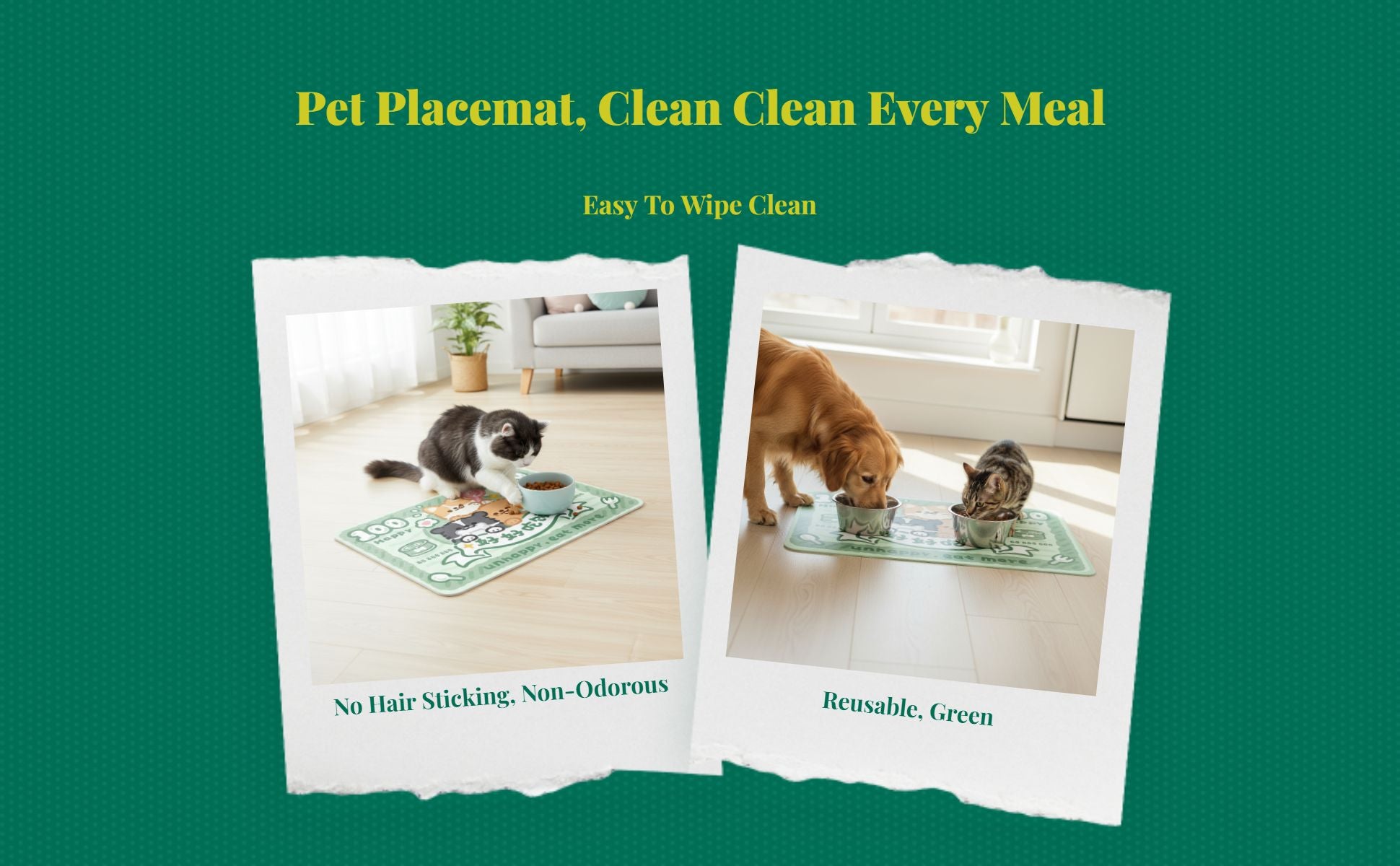 Pet Feeding Mat, Waterproof Cat Placemat, Non-Slip Dog Table Mat, Easy to Clean, Cartoon Print