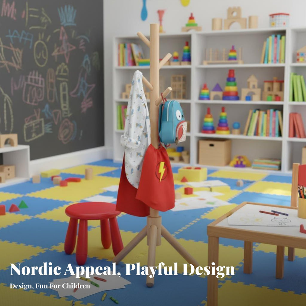 kids' Clothes Tree Floor-Standing Coat Stand Cartoon Design for Children, Adults