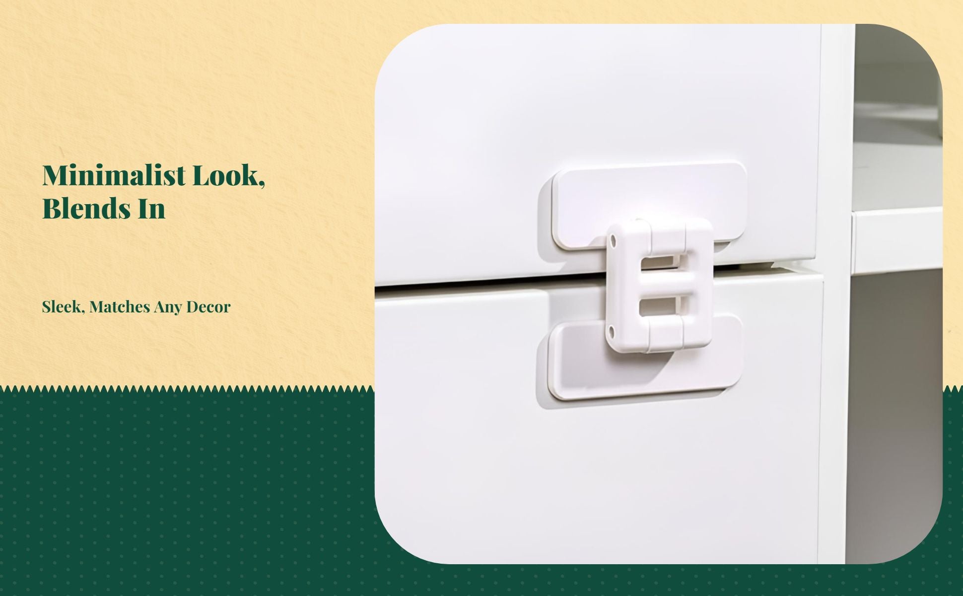 Infant Security Lock, Infant protected Cabinet Latch, Easy Installation, Drawer, Refrigerator, Door, Alabaster