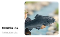 1:64 Scale Fishing Figure Collectible 1:64 Scale Fishing Figure Miniature Fisher Model Realistic Intricacy Tiny Fisherman