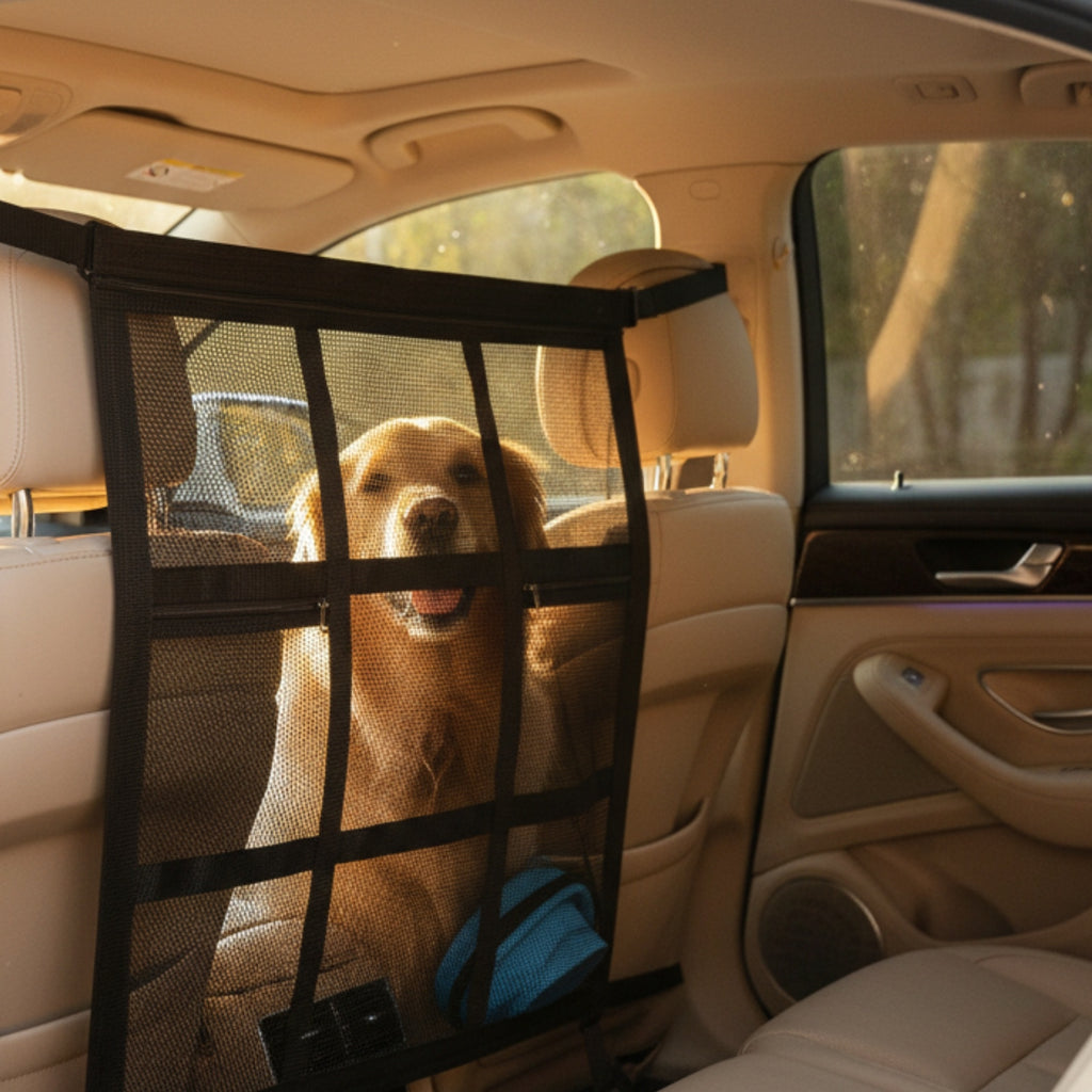 Rear Seat Pet Barrier Rectangular Frame Dog Car Barrier Black